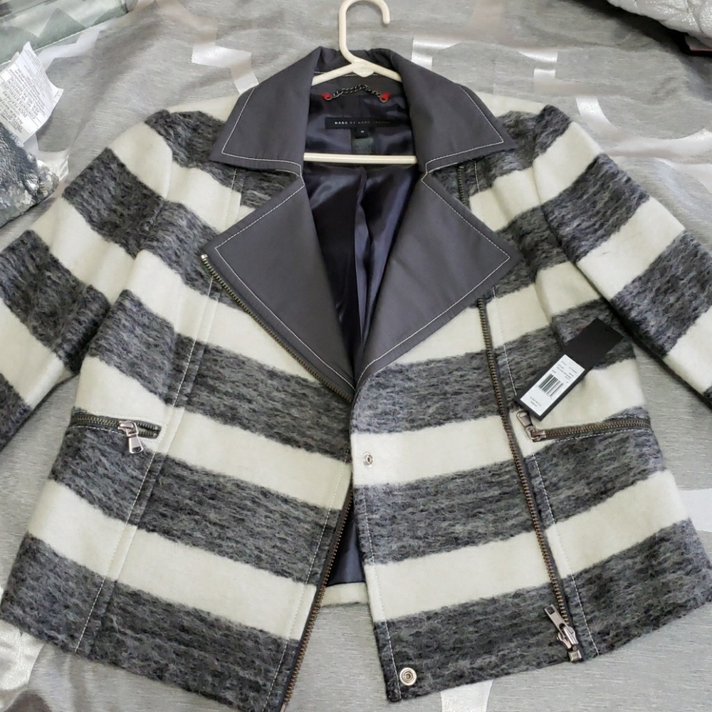Marc Jacobs Gray and White Striped Jacket